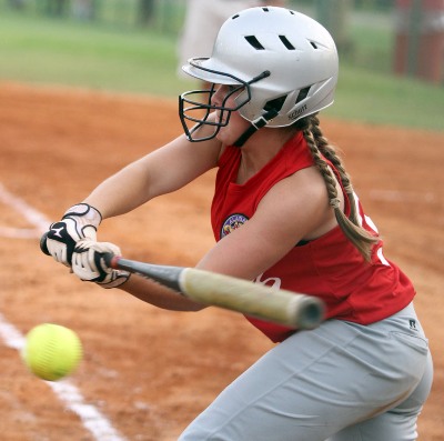 South's Maddie Ridgeway of Oak Mountain attempts bunt during All-Star Sports Week of 2011. (Photo courtesy creativefx)