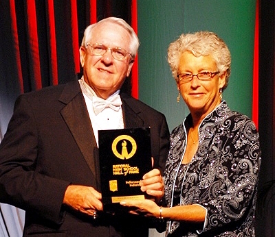 Dan Washburn (left) , former AHSAA Executive Director, is inducted into the National High School Hall of fame in July 2011. (Photo special to AHSAA)