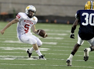 South MVP Kyle Caldwell looks for yardage in 2011 game. (Creativefx photo)