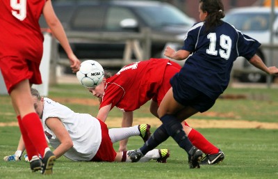 North MVP Haley Gerken of Oak Mountain shoots a rebound for the winning goal in a 2-1 soccer win. (Photo courtesy creativefx) 